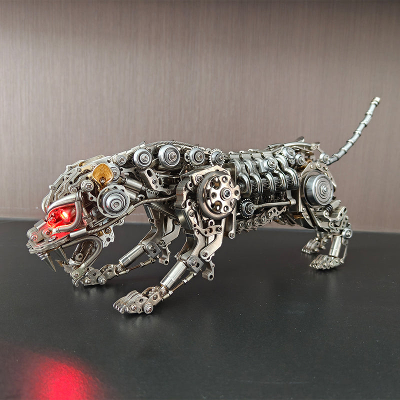 3d metal mechanical leopard diy assembly model kit, steampunk industrial design for desktop display-1000+pcs