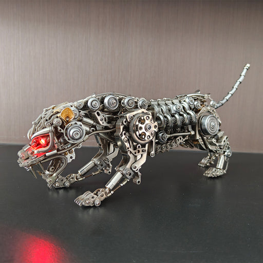 3d metal mechanical leopard diy assembly model kit, steampunk industrial design for desktop display-1000+pcs