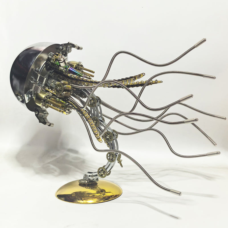 3d metal mechanical jellyfish model kit – diy steampunk assembly with usb warm light desk lamp for desktop display (800+pcs)