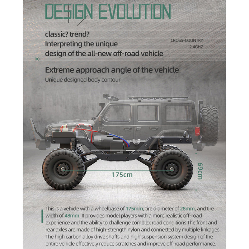 1/16 scale full-proportional rc crawler - entry-level performance, high-detail design