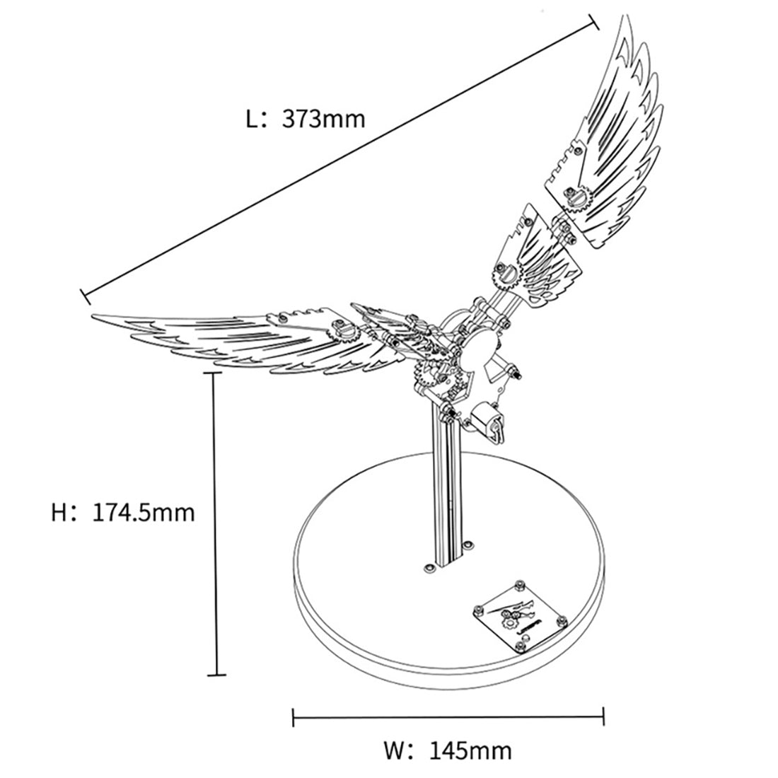 flaming shadow 3d metal mechanical ornithopter assembly model kit with mechanical transmission
