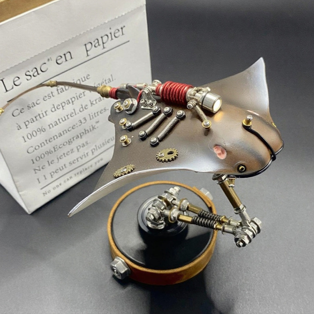 3d steampunk mechanical manta ray metal model kit, diy assembly gift for collectors (200+pcs)
