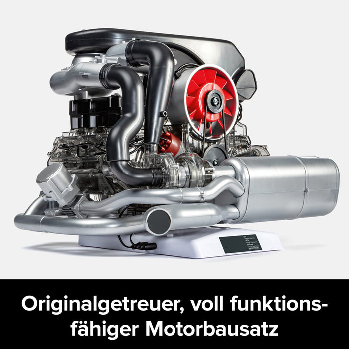 1/3 scale diy horizontal opposed 6-cylinder engine kit with operational turbocharger - electric motorized stem educational display model