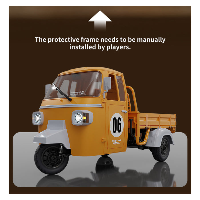 1/10 scale 2.4g full-proportional rc three-wheeler with realistic reverse sound, synchronized lights and adjustable gears