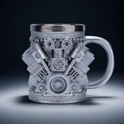 V8 Engine Coffee Cup with Stainless Steel Liner Creative Gift - EngineDIY