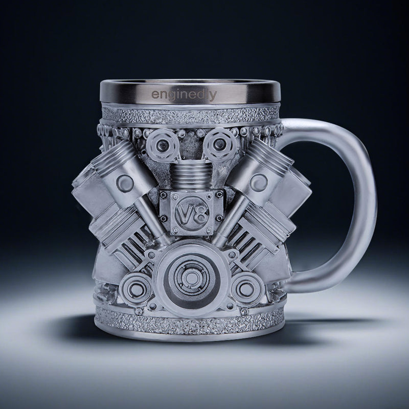 V8 Engine Coffee Cup with Stainless Steel Liner Creative Gift - EngineDIY