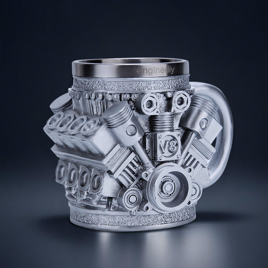 V8 Engine Coffee Cup with Stainless Steel Liner Creative Gift - EngineDIY