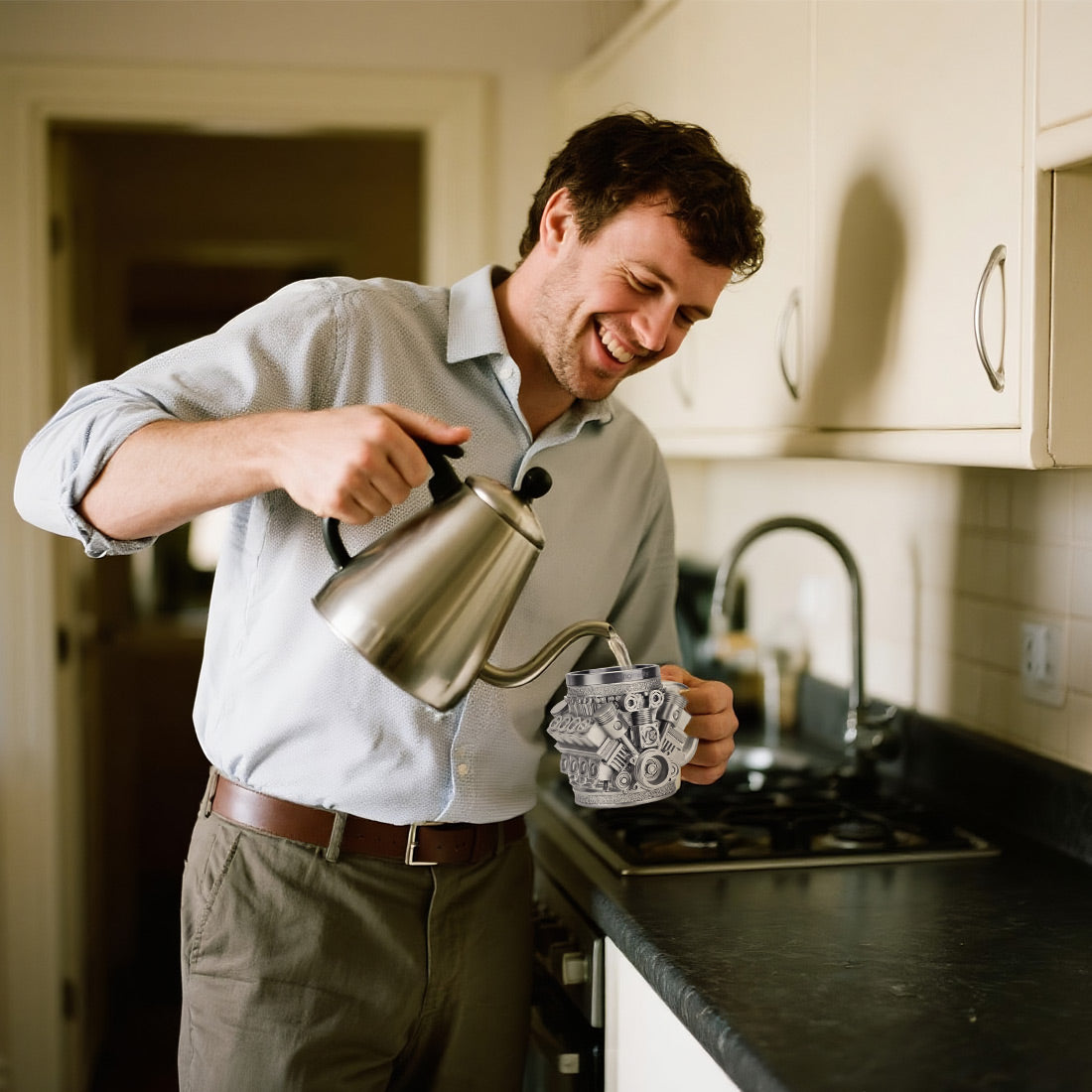 v8 engine coffee cup with stainless steel liner creative gift