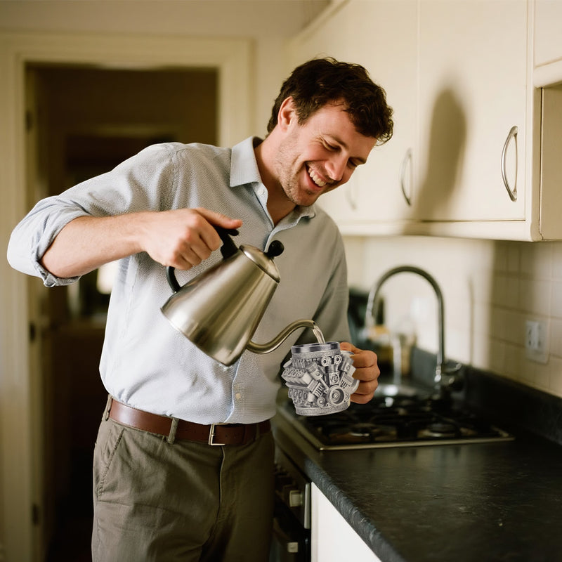 v8 engine coffee cup with stainless steel liner creative gift