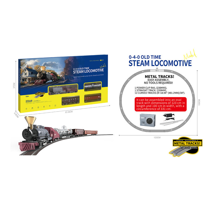 1/87 ho scale 0-4-0 old time steam locomotive model train set