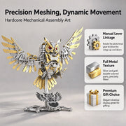 3d metal steampunk owl model kit with flapping wings