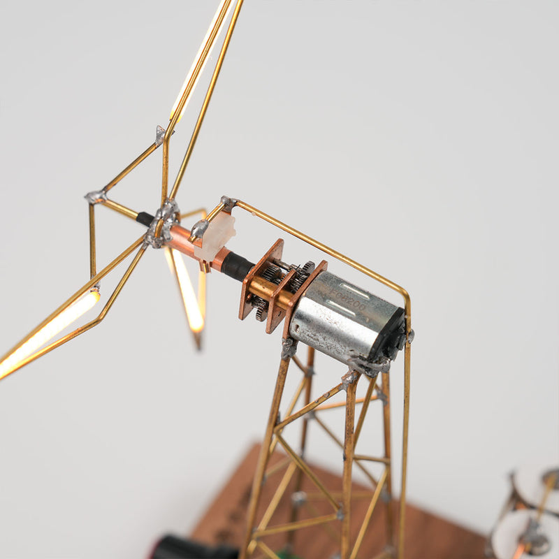 diy metal industrial-style windmill lamp model kit - rotatable creative desktop lamp