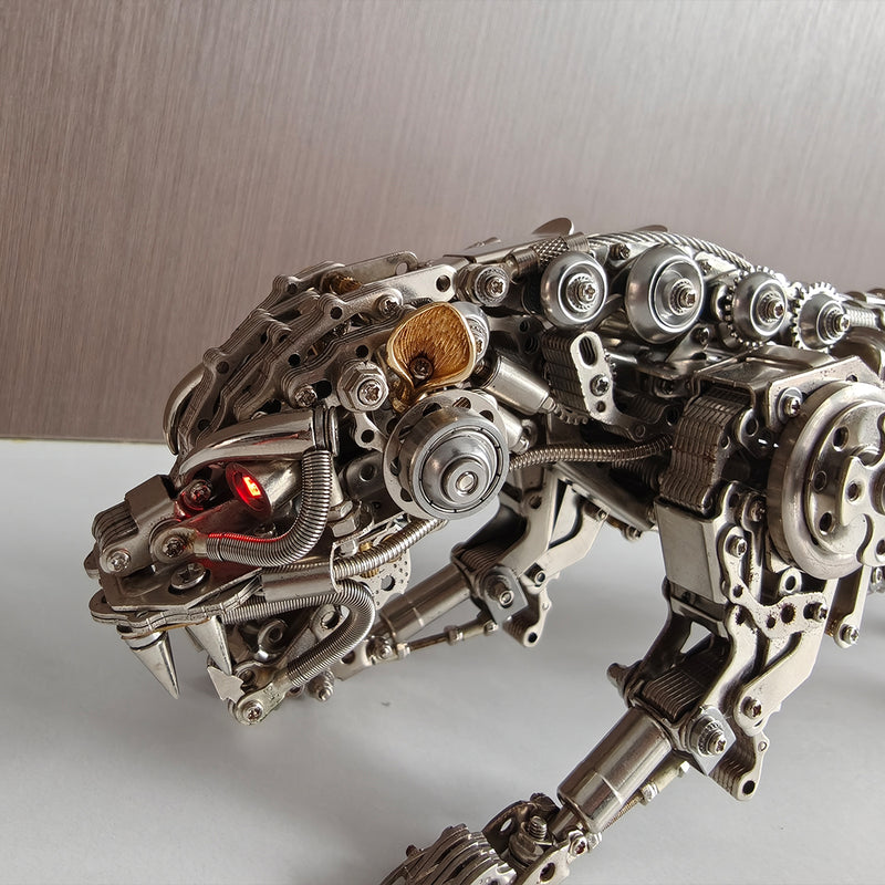3d metal mechanical leopard diy assembly model kit, steampunk industrial design for desktop display-1000+pcs