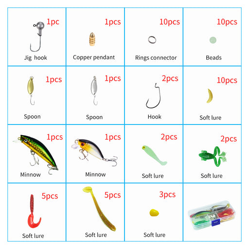 Luminous Fishing Lure Set, Soft & Hard Bionic Lures - 56PCS - EngineDIY