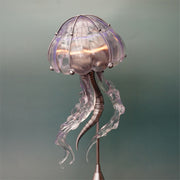 steampunk mechanical jellyfish sculpture with remote control led light, industrial desktop decor