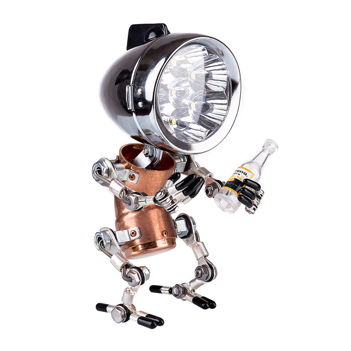 industrial style table lamp man figure 3d steampunk handmade metal models with light