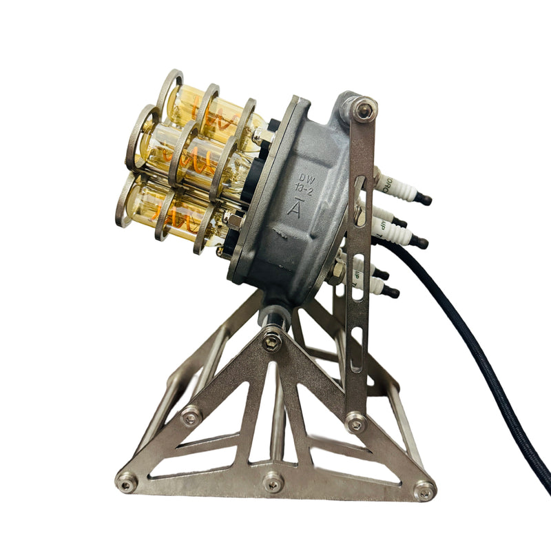 repurposed automotive ac compressor steampunk table lamp