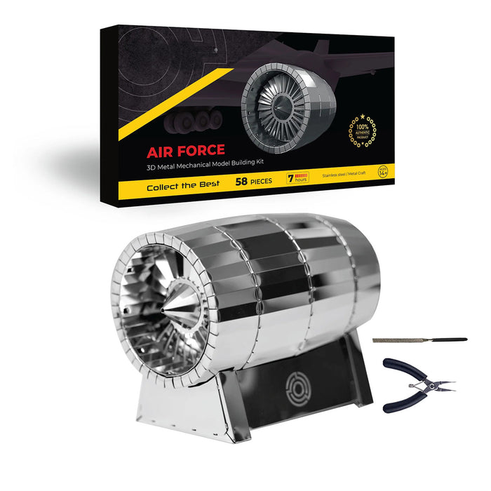 air force jet turbine 3D metal aircraft turbine model kit, collectible desktop display for aviation lovers-58pcs