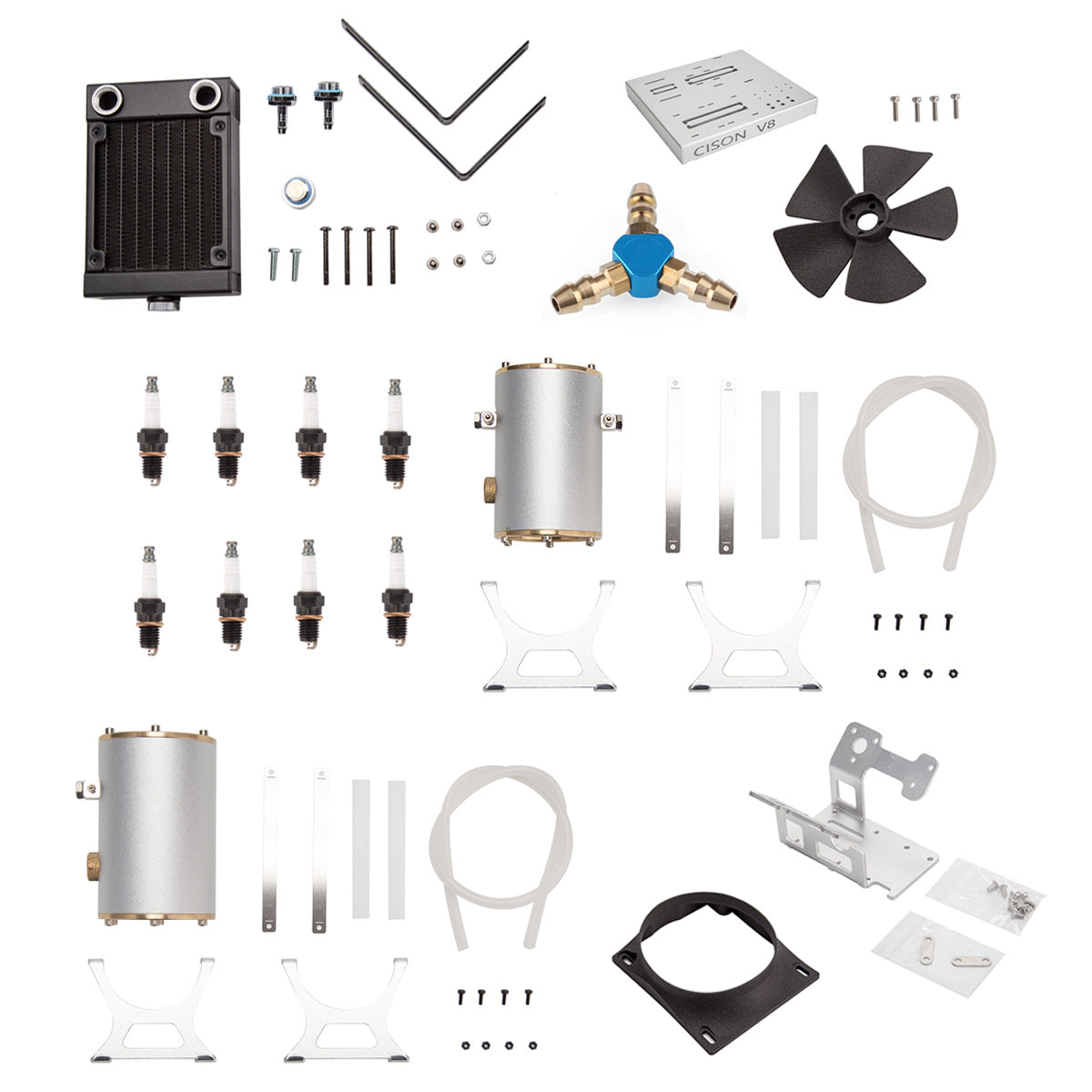 Water Cooling Start-Up Accessories Set for CISON V8 OHV Engine - EngineDIY