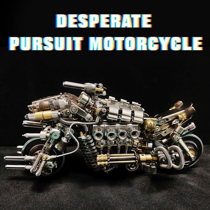 3D Mechanical Desperate Pursuit Motorcycle DIY Metal Assembly Model Creative Ornament -900+PCS