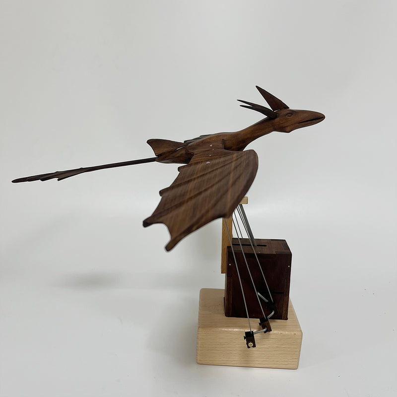 handcrafted wooden western fire dragon dynamic model - desktop stress relief display (non-music box)