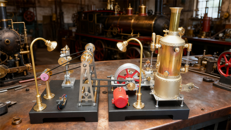 RETROL SE-03 Working Stationary Mill Steam Engine Model Kit with Boiler, Generator and Lamp Stand - EngineDIY