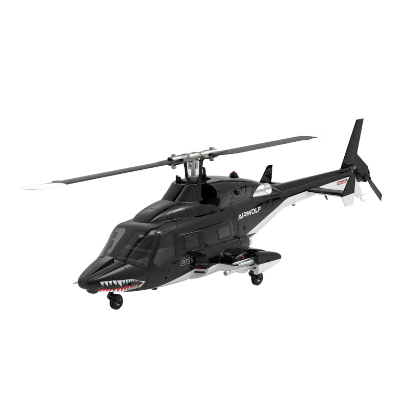 WOLFBUSH AW-911 Airwolf 1/34 Scale 2.4G 9CH Flybarless RC Helicopter Model with 6G/3D Stunt Mode and GPS Positioning