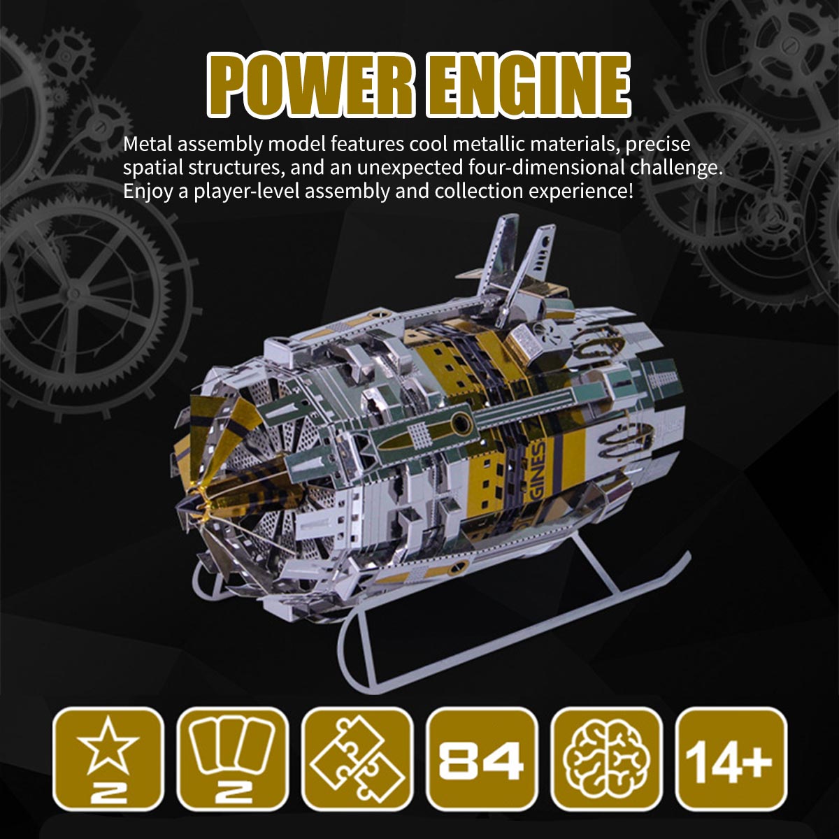 3D Metal Engine Assembly Model Kit for Science Education Lovers - EngineDIY
