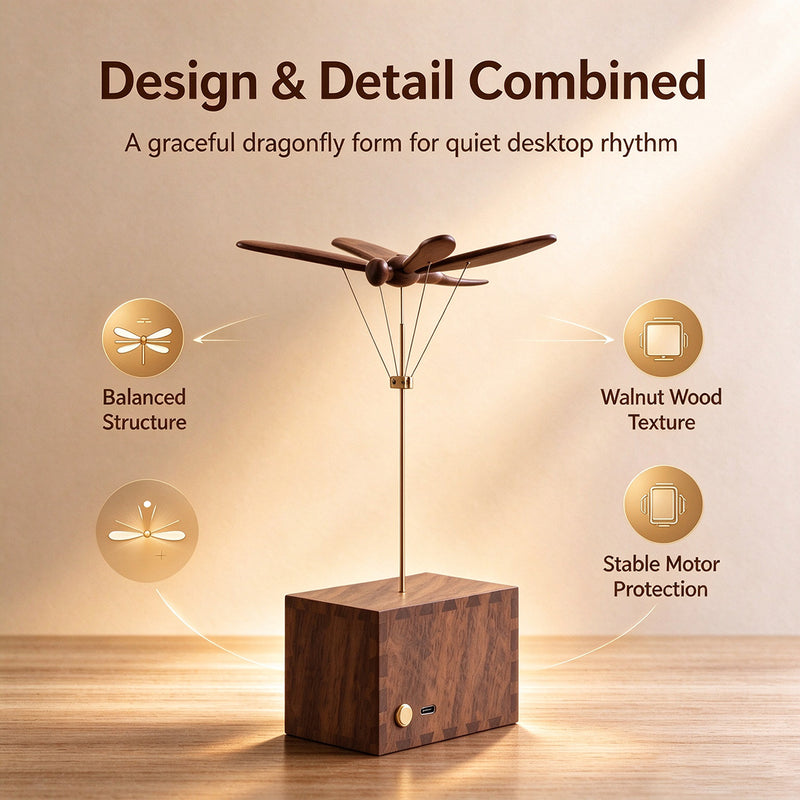 handcrafted wooden mechanical dragonfly kinetic model