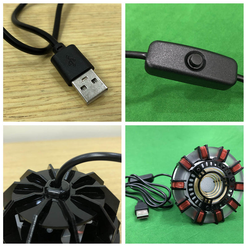 tony mk1 arc reactor model assembly kit with usb power cable & light