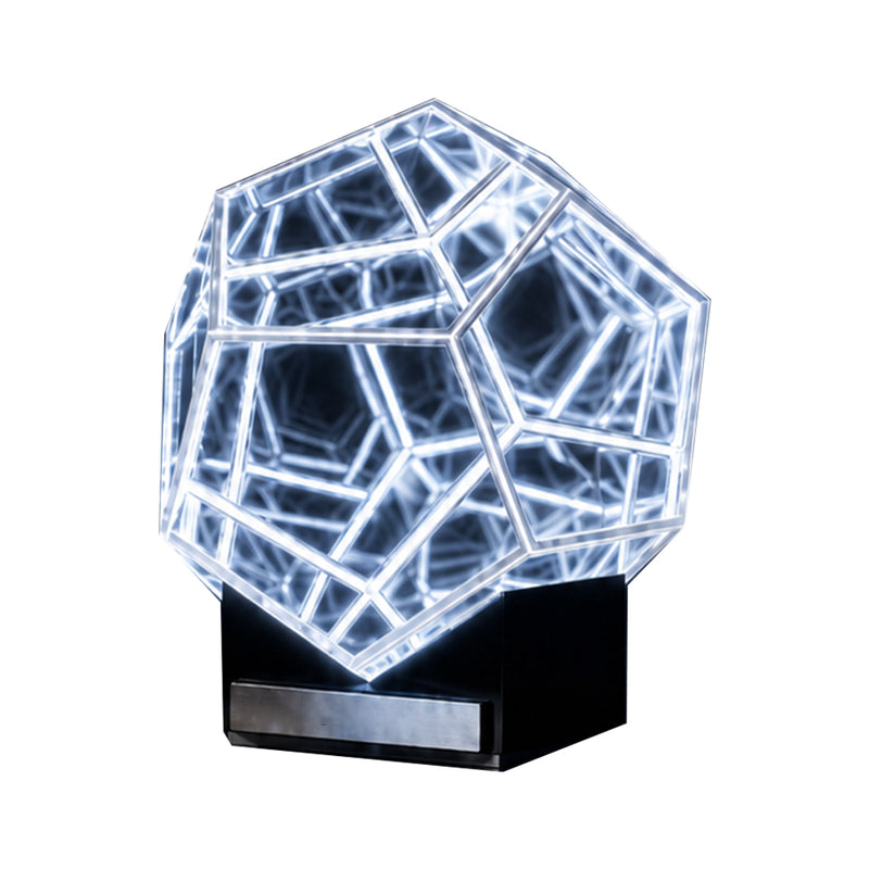 geometric refraction led desk lamp, transparent acrylic ambient light with touch dimming