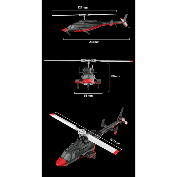rc era a61 1/52 scale airwolf 2.4g 4ch single rotor flybarless mini rc helicopter model with optical flow altitude hold rtf