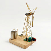 diy metal industrial-style windmill lamp model kit - rotatable creative desktop lamp