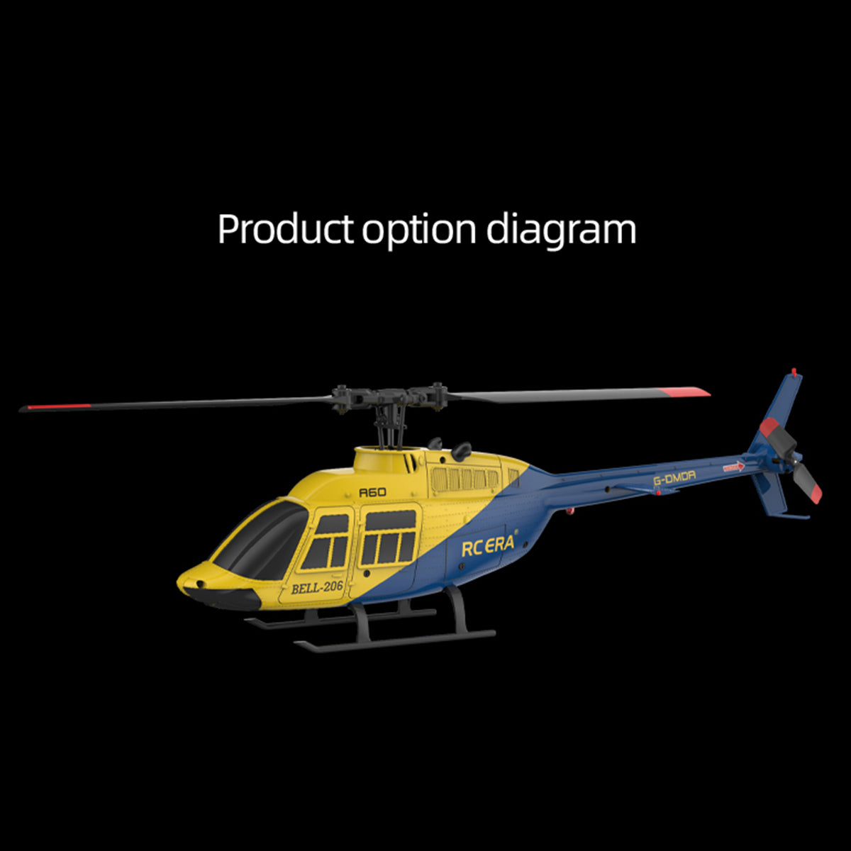 a60 bell206 90-class 2.4g 4ch single rotor flybarless mini rc helicopter model with optical flow altitude hold 1/42 scale