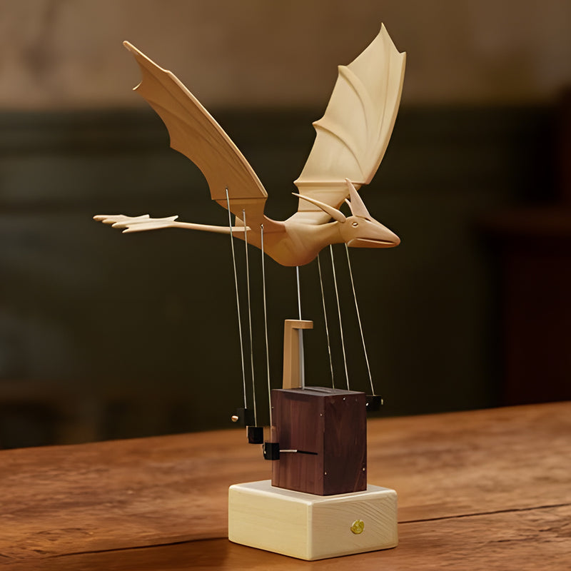 handcrafted wooden western fire dragon dynamic model - desktop stress relief display (non-music box)