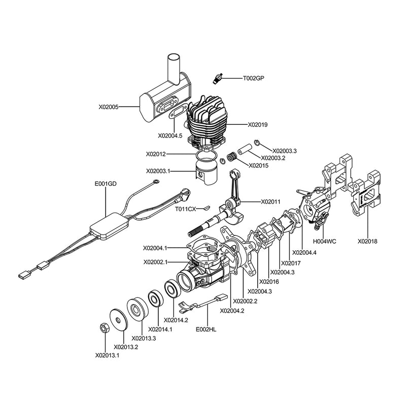 ephil xg-20cc-s glow plug two-stroke single cylinder gasoline engine model for fixed-wing aircraft models