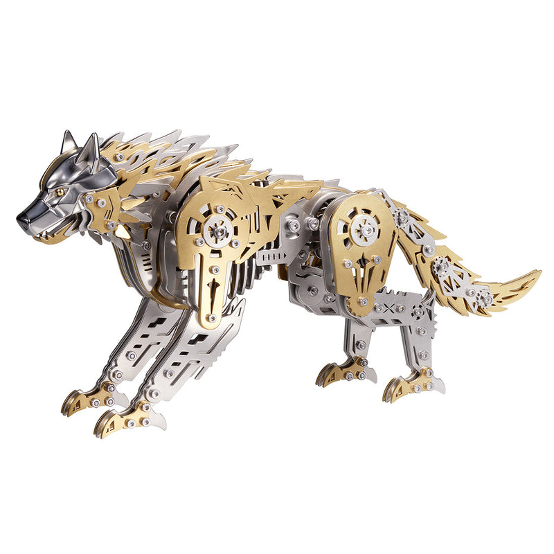 3D Metal Puzzle Mechanical Wolf Kit-Steampunk Creature Model with Movable Joints, Desktop Display Collectible Mechanical Figure - EngineDIY