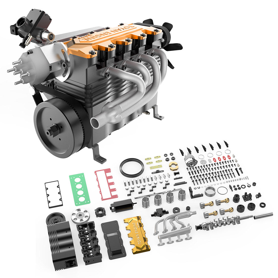 toyan l400bgc engine model kit that works build your own engine 4 cyclinder four stroke water cooling rc car ship airplan