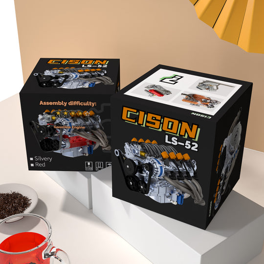 CISON V8 Engine LS-52 Small-block 52CC 1/5 Water-Cooled 4-Stroke 8-Cylinder Gasoline Engine Internal Combustion V8 Engine Model Kit that Works - EngineDIY