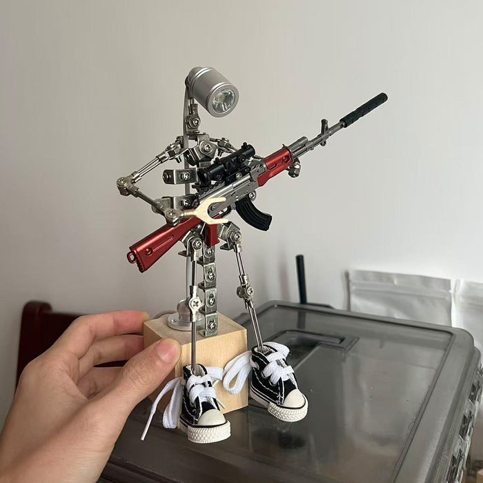 metallic silver large 3d steampunk diy robot lighting with weapons