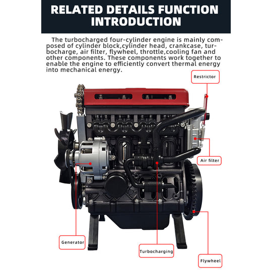 TECHING L4 Engine Model Kit that Works - Build Your Own Engine - Full Metal 4 Cylinder Car Engine Kit Car Engine Model Upgraded Version - EngineDIY