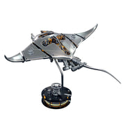 Manta Ray Mechanical Marine Biological 3D Metal Assembly Model with Lights - EngineDIY
