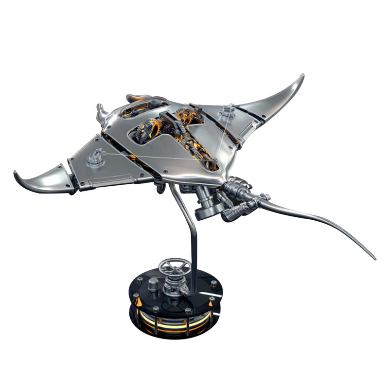 Manta Ray Mechanical Marine Biological 3D Metal Assembly Model with Lights - EngineDIY