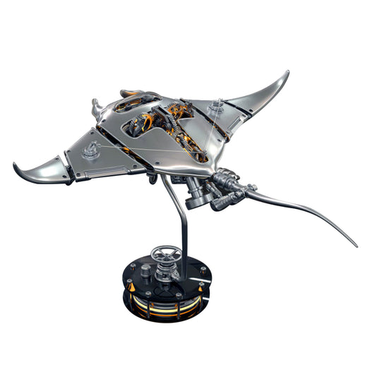 Manta Ray Mechanical Marine Biological 3D Metal Assembly Model with Lights - EngineDIY