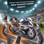 1/6 alloy s1000rr rc motorcycle model with remote control, ignition, sound, led lights & exhaust spray