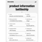 lhd-881 1/390 2.4g rc electric high-frequency twin-engine battleship model
