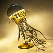 3d metal mechanical jellyfish model kit – diy steampunk assembly with usb warm light desk lamp for desktop display (800+pcs)