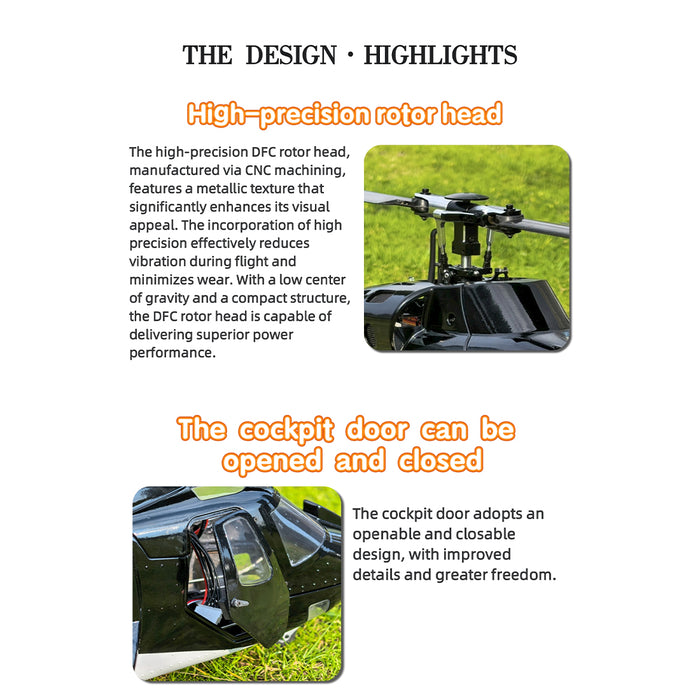 FLISHRC Airwolf Pro FL500 500-Class 6CH Scale RC Helicopter with L7 Flight Controller & 4-Mode GPS, 2.4GHz RTF