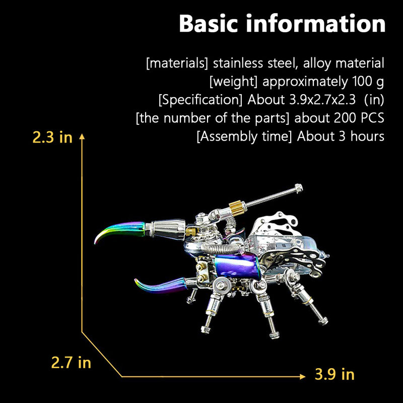 Mechanical Beetle 3D Metal DIY Insect Metal Assembly Model Colorful Parts Toy 200PCS - EngineDIY
