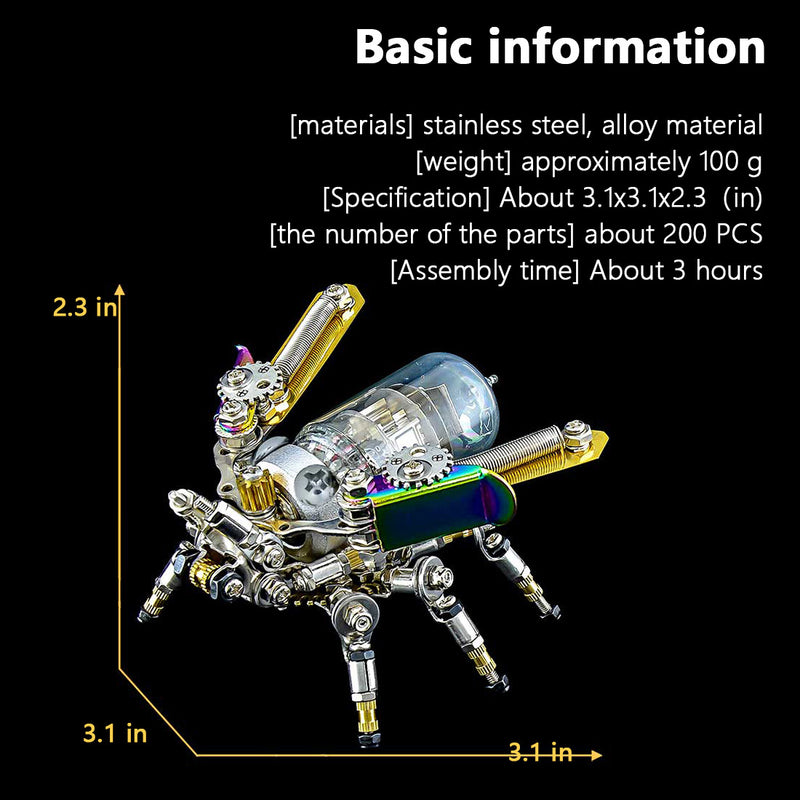 Mechanical Firefly 3D Metal DIY Insect Metal Assembly Model Colorful Parts Decoration 200PCS - EngineDIY